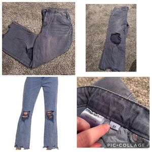 Zenana Outfitters Gray Flare Jeans